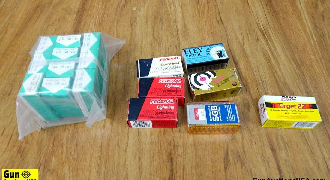 Federal, Surok, Etc. .22LR Ammo. 843 Rounds of Assorted .22LR. . (54626): Federal, Surok, Etc. .22LR Ammo. 843 Rounds of Assorted .22LR. . (54626)