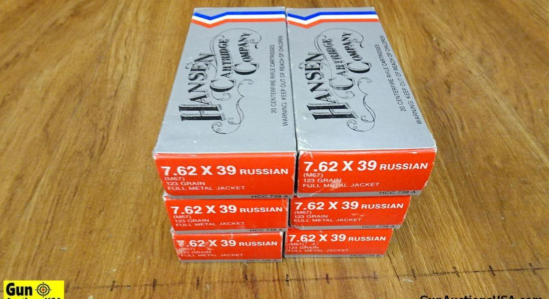 Hansen Cartridge Co. 7.62x39r Ammo. 109 Rounds of 123 Gr FMJ.. (55894): Hansen Cartridge Co. 7.62x39r Ammo. 109 Rounds of 123 Gr FMJ.. (55894)