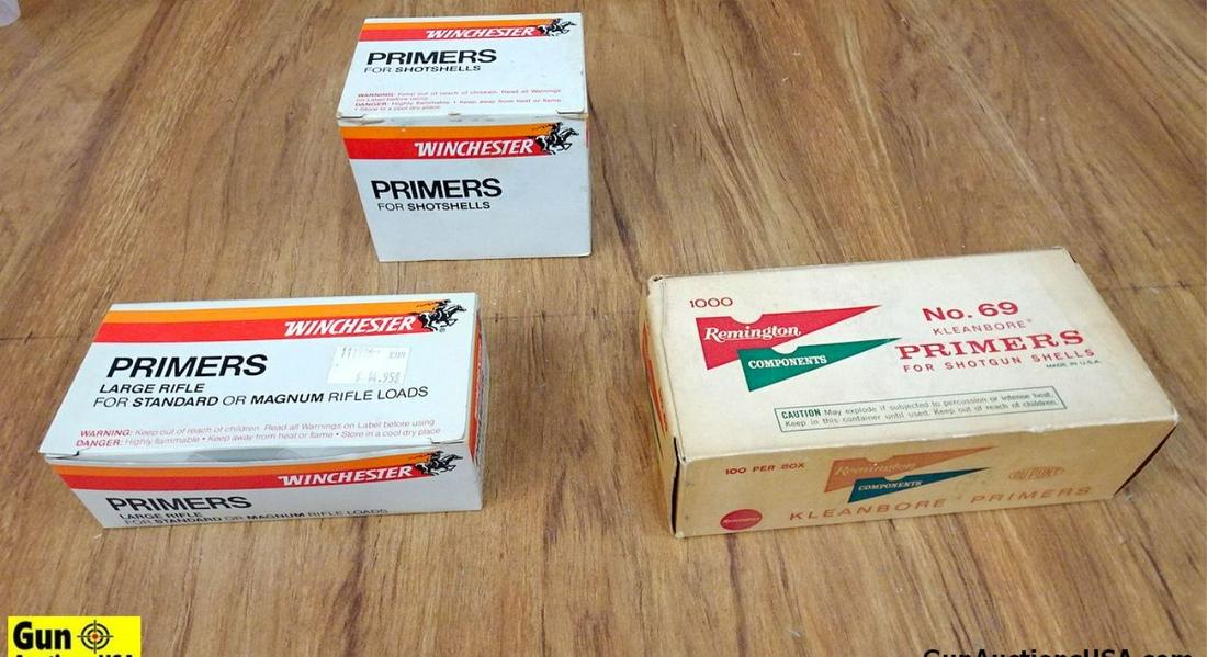 Winchester, Remington Primers. 2500 in Total; 1900 Shot Primers, and 600 Large Rifle Primers. .: Winchester, Remington Primers. 2500 in Total; 1900 Shot Primers, and 600 Large Rifle Primers. . (57066)