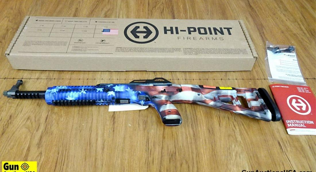 Hi-Point 995TS FLG 9MM Semi Auto Rifle. NEW in Box. 16.25" Barrel. STUNNING American Flag Design,: Hi-Point 995TS FLG 9MM Semi Auto Rifle. NEW in Box. 16.25" Barrel. STUNNING American Flag Design, Features Adjustable Rear Butt Pad, Fixed Polymer Rear Stock, Hooded Front Post sight, Ghost Ring Rear 