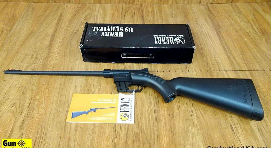 Survival Rifle, Takedown Design. Complete Weapon Stores in Black Polymer Butt Stock. Orange Ramp: Survival Rifle, Takedown Design. Complete Weapon Stores in Black Polymer Butt Stock. Orange Ramp Front Sight, Rear Peep sight, Thumb Safety, Two 10 Round Magazines, Rubber Butt Pad. Includes Box and P