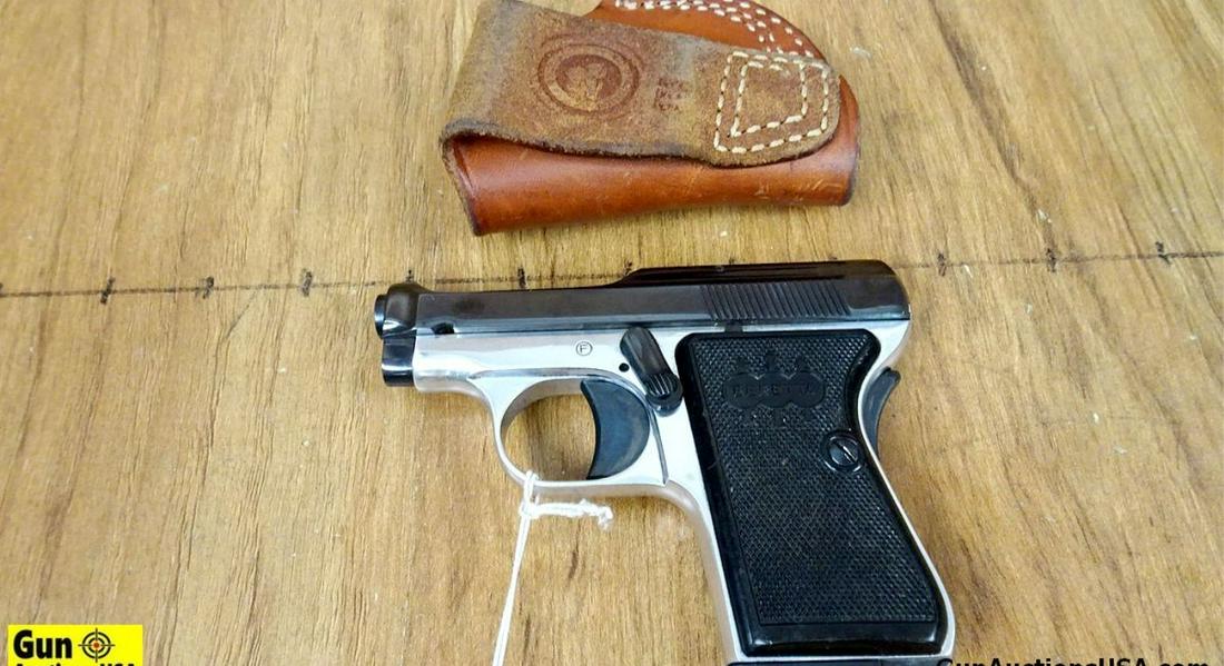 Beretta 418 6.35/.25ACP Semi Auto Pistol. Very Good. 2.25" Barrel. Shiny Bore, Tight Action Single: Beretta 418 6.35/.25ACP Semi Auto Pistol. Very Good. 2.25" Barrel. Shiny Bore, Tight Action Single Stack Two Tone Pocket Auto, Features a Thumb Safety, Rear Cocking Serrations, Grip Safety, Blade Fron