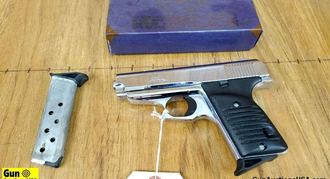 Lorcin L380 .380 ACP Semi Auto Pistol. Excellent Condition. 3.5" Barrel. Shiny Bore, Tight Action: Lorcin L380 .380 ACP Semi Auto Pistol. Excellent Condition. 3.5" Barrel. Shiny Bore, Tight Action Chrome Style Finish, Rear Cocking Serrations, Red Fixed Iron Sights, Original Polymer Grips. Includes