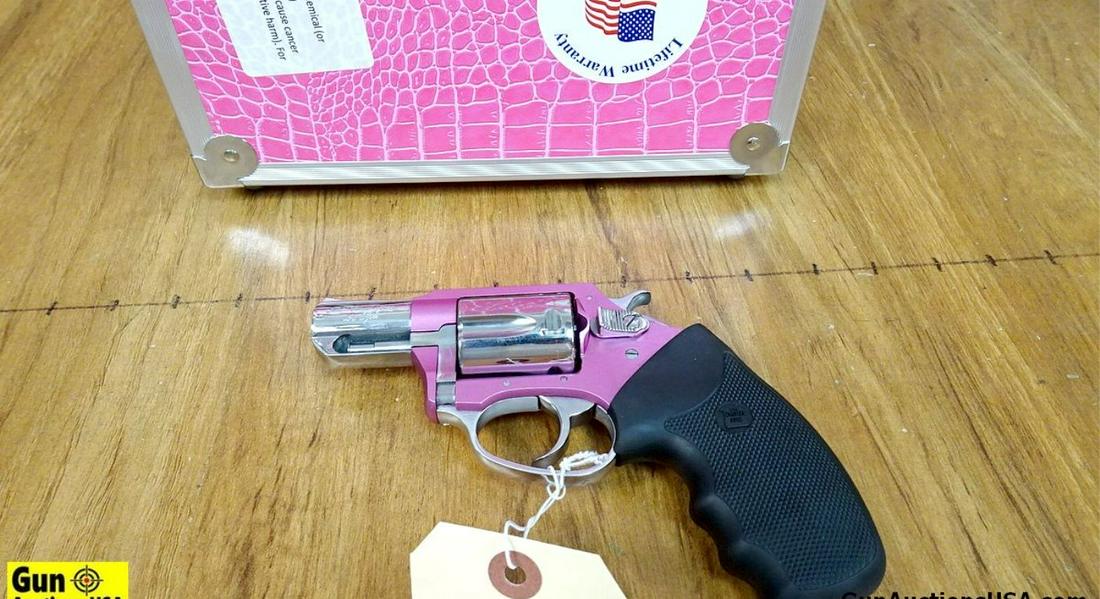 Charter Arms THE CHIC LADY .38 SPECIAL Revolver. NEW in Box. 2" Barrel. Two Tone Snub Nose with: Charter Arms THE CHIC LADY .38 SPECIAL Revolver. NEW in Box. 2" Barrel. Two Tone Snub Nose with Chrome Barrel and Cylinder, with a Gorgeous Pink Frame. Checkered Hammer, Fluted 5 Shot Cylinder, Ramp F