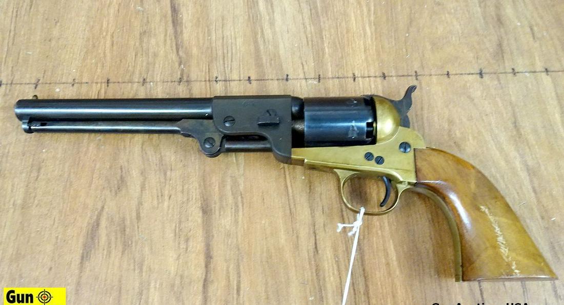 Fara Unknown Percussion Revolver. Good Condition. 7.5" Barrel. Shiny Bore, Tight Action Brass Bead: Fara Unknown Percussion Revolver. Good Condition. 7.5" Barrel. Shiny Bore, Tight Action Brass Bead Front Sight, Large Spur Hammer, Brass Frame, Hardwood Grips, Crisp Single Action, Locks up Tight. BLA
