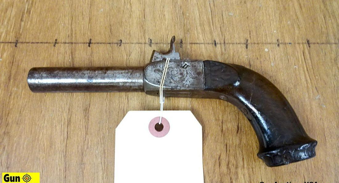 Unknown Unknown Unknown Single Shot ANTIQUE . Good Condition. 3" Barrel. Dark Bore, Tight Action: Unknown Unknown Unknown Single Shot ANTIQUE . Good Condition. 3" Barrel. Dark Bore, Tight Action Original Wood Grips, with Checkered Spur Hammer, and a Good Hammer Spring. Percussion Nipple, Large Bor