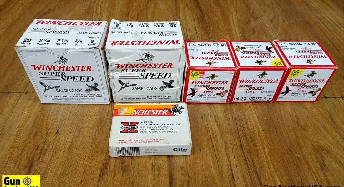Winchester 20 Ga. .410 Ga. Ammo. 126 Rds. in Total; 55 Rds. of 20 Ga. And 71 Rds. of .410 Ga. .: Winchester 20 Ga. .410 Ga. Ammo. 126 Rds. in Total; 55 Rds. of 20 Ga. And 71 Rds. of .410 Ga. . (62196)