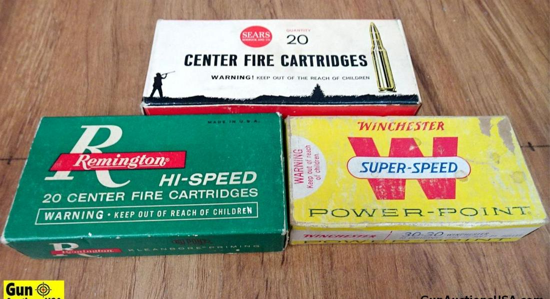 Remington, Winchester, Sears .30-.30 WIN VINATAGE Ammo. 60 Rounds, Vintage. . (62203): Remington, Winchester, Sears .30-.30 WIN VINATAGE Ammo. 60 Rounds, Vintage. . (62203)