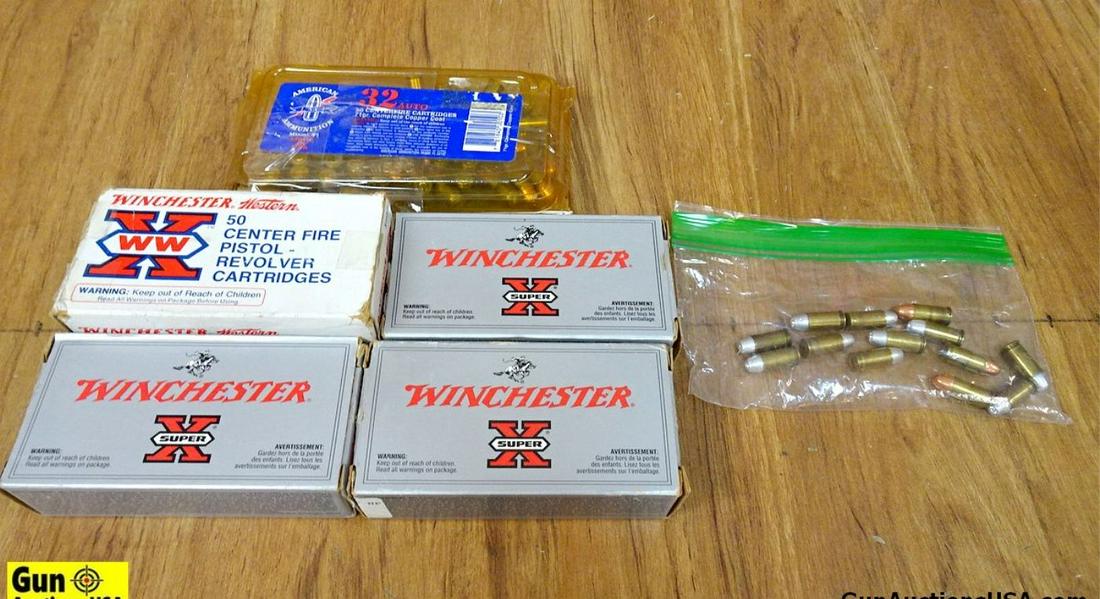 Winchester, Etc. .32 AUTO, 44 S&W Special Ammo. 263 Rds. in Total; 213 Rds. of .32 Auto, 50 Rds. of: Winchester, Etc. .32 AUTO, 44 S&W Special Ammo. 263 Rds. in Total; 213 Rds. of .32 Auto, 50 Rds. of .44 S&W Special. . (62195)