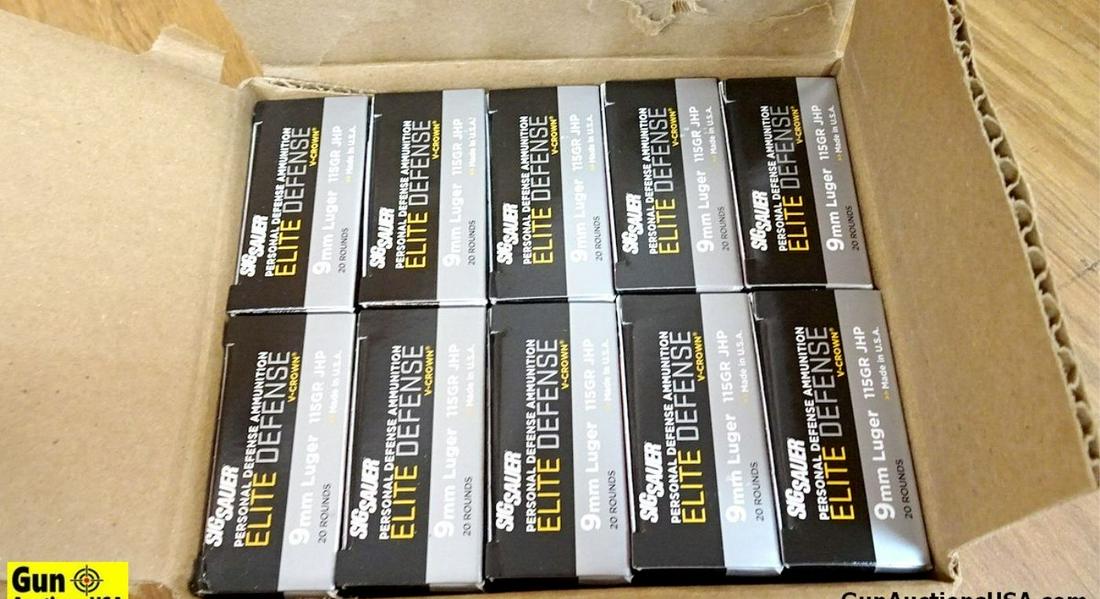 Sig Sauer ELITE PERFORMANCE AMMUNITION 9MM Ammo. 200 Rounds of 115 Gr JHP. SIG V CROWN. . (60503): Sig Sauer ELITE PERFORMANCE AMMUNITION 9MM Ammo. 200 Rounds of 115 Gr JHP. SIG V CROWN. . (60503)