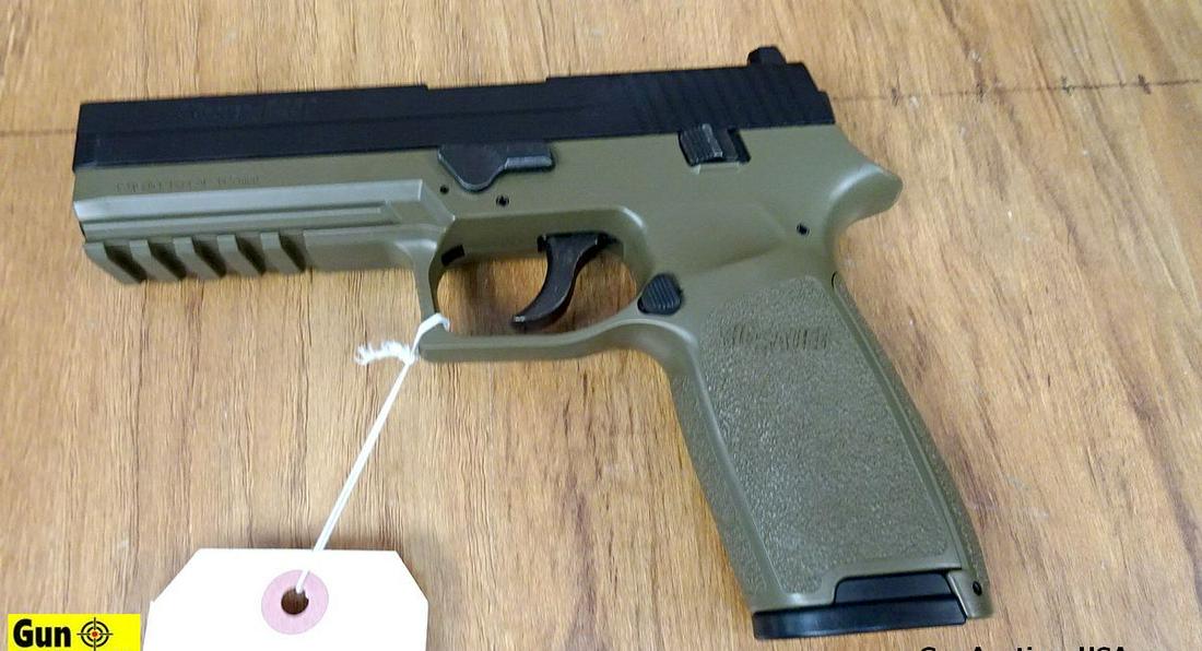 Sig Sauer P250 4.5 MM/.177 Pellet Pistol. Excellent Condition. Shiny Bore, Tight Action Two Tone: Sig Sauer P250 4.5 MM/.177 Pellet Pistol. Excellent Condition. Shiny Bore, Tight Action Two Tone Black- Olive Drab Pellet Pistol with 3 Dot White Sights, 2" Light Rail, Rear Cocking Serrations. PELLET