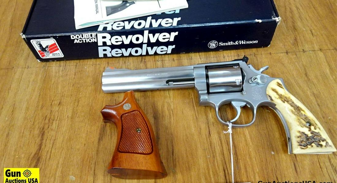 S&W 686-3 .357 MAGNUM Revolver. Excellent Condition. 6" Barrel. Shiny Bore, Tight Action Factory Red: S&W 686-3 .357 MAGNUM Revolver. Excellent Condition. 6" Barrel. Shiny Bore, Tight Action Factory Red Ramp Front Sight, Adjustable Rear Sight, 6 Shot Fluted Cylinder, All Stainless Steel Construction, 