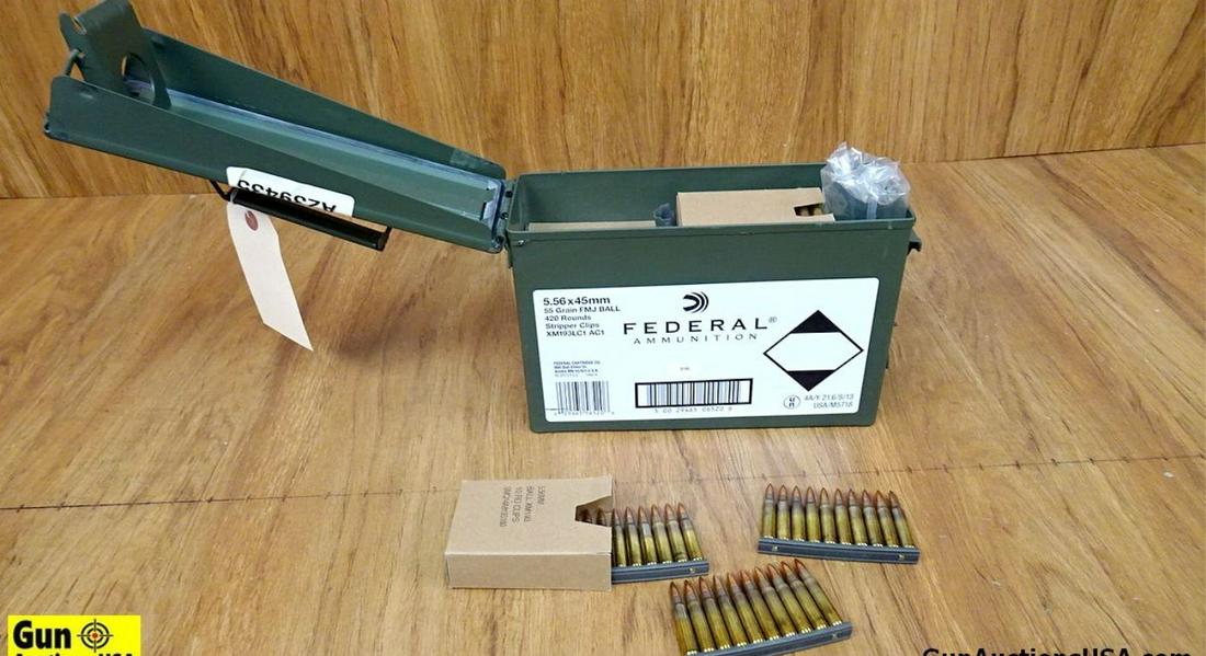 Military Surplus 5.56 MM Ammo. 420 Rounds of XM 193 Ammo On 10 Round Stripper Clips with a 30: Military Surplus 5.56 MM Ammo. 420 Rounds of XM 193 Ammo On 10 Round Stripper Clips with a 30 Caliber Ammo Can. . (62294)