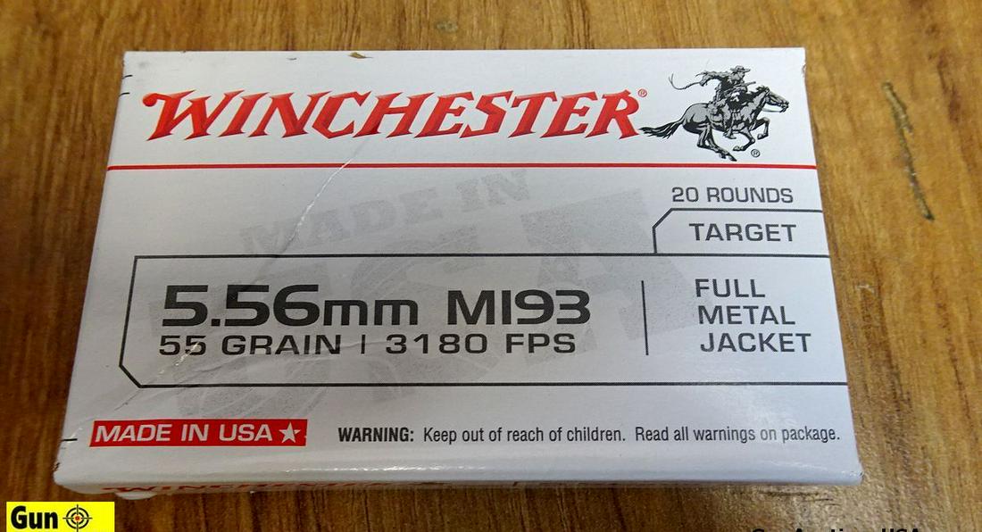 Winchester M193 5.56MM Ammo. 500 Rounds of 55 Gr FMJ. . (60154): Winchester M193 5.56MM Ammo. 500 Rounds of 55 Gr FMJ. . (60154)