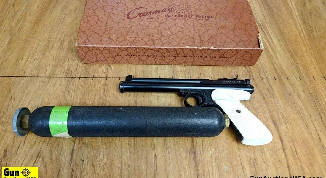 Crossman 911 COW .22 VINTAGE Pellet Gun . Very Good. 6" Barrel. VINTAGE, White Polymer Checkered: Crossman 911 COW .22 VINTAGE Pellet Gun . Very Good. 6" Barrel. VINTAGE, White Polymer Checkered Grip, Fixed Iron Sights, Knurled Cocking Lever, Single Shot, Cross Bolt Safety, and Includes Targets, 3