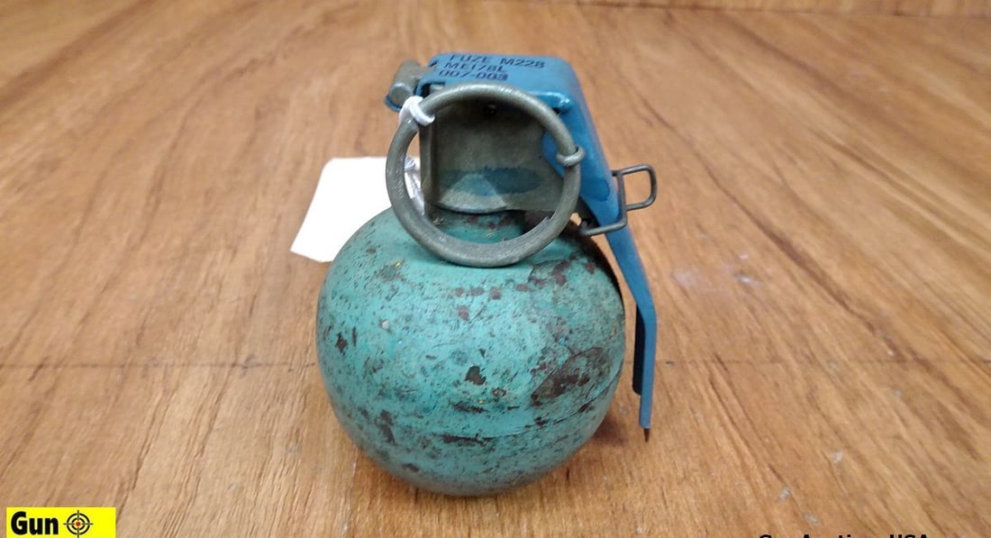 U.S. Surplus M67 Grenade. Very Good. Lot of 3; One Baseball Grenade, INERT and Two Grenade: U.S. Surplus M67 Grenade. Very Good. Lot of 3; One Baseball Grenade, INERT and Two Grenade Containers. . (64561)