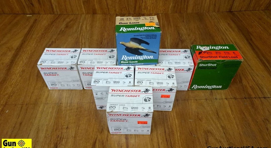Winchester, Remington 20 Ga. Ammo. 226 Rds, Assorted. . (64577): Winchester, Remington 20 Ga. Ammo. 226 Rds, Assorted. . (64577)
