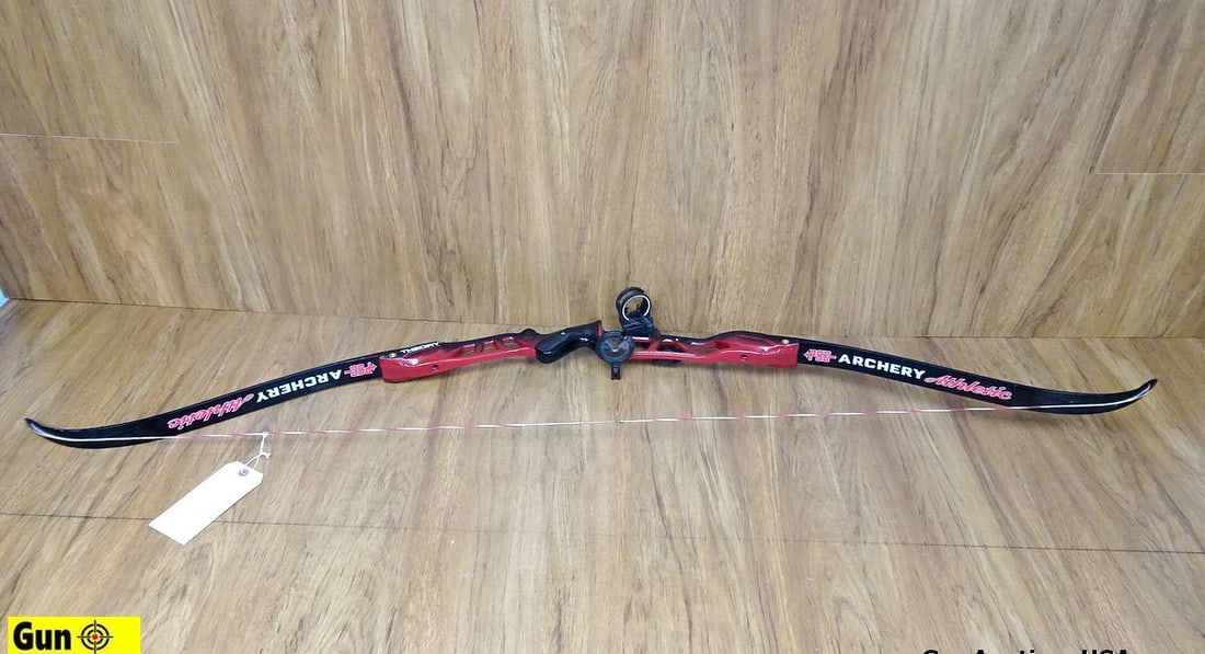 PSE THEORY FX Bow. Good Condition. Beautiful Red Skeletonized Frame, Recurve Bow. 63" Strung Length.: PSE THEORY FX Bow. Good Condition. Beautiful Red Skeletonized Frame, Recurve Bow. 63" Strung Length. 25" die cast aluminum. Black plastic removable grip. Glass backed Hard Maple core limbs 20#, RH or 
