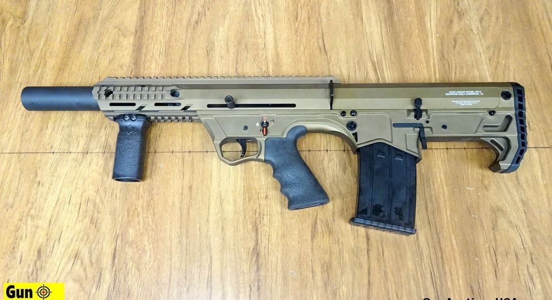BLACK ACES FD12 12 ga. SEMI-AUTO Shotgun. NEW in Box. 18" Barrel. Fantastic 12 Ga. BULL PUP: BLACK ACES FD12 12 ga. SEMI-AUTO Shotgun. NEW in Box. 18" Barrel. Fantastic 12 Ga. BULL PUP Configuration, Beautiful Bronze in Color, Multi Point Sling Attachment, Finger Groove Recoil Absorbing Grip,