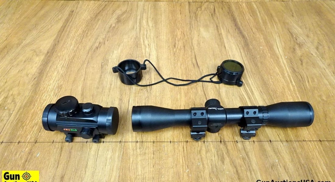 Tru Glow, Center Point Sight, Scope. Very Good . Lot of 2; #1- Tru Glow Dot Sight, #2- Center Point: Tru Glow, Center Point Sight, Scope. Very Good . Lot of 2; #1- Tru Glow Dot Sight, #2- Center Point Fixed Power Duplex Reticle Scope. . (66561)
