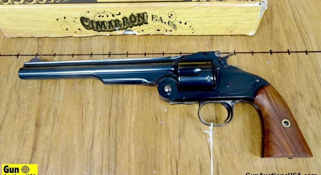 A. UBERTI CIMARRON NO. 3 AMERICAN .45 COLT Revolver. Like New. 8" Barrel. Features Case Hardened: A. UBERTI CIMARRON NO. 3 AMERICAN .45 COLT Revolver. Like New. 8" Barrel. Features Case Hardened Hammer and Trigger Guard with a Beautiful Deep Blue Finish. Nice Smooth Wood Grips, SA Only, Front Blad