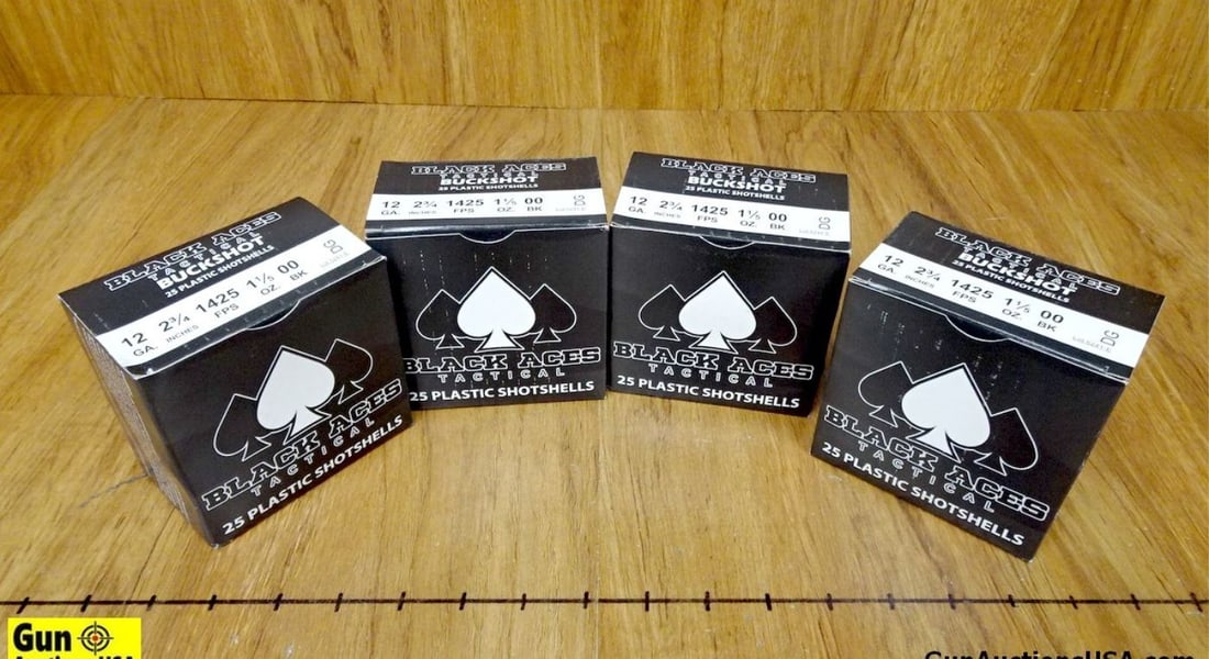 Black Aces Tactical 12 Ga. Ammo. 100 Rds, 00 Buck Shot, 2.75". . (67333): Black Aces Tactical 12 Ga. Ammo. 100 Rds, 00 Buck Shot, 2.75". . (67333)