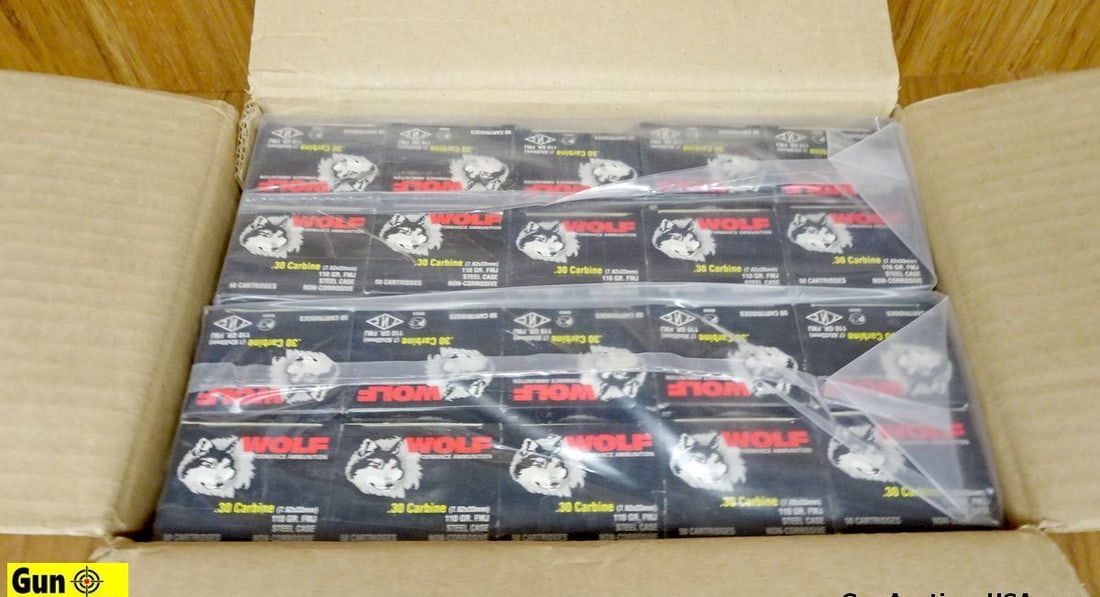 Wolf .30 carbine Ammo. 1000 Rds- 110 Gr, Steel Case. . (67068): Wolf .30 carbine Ammo. 1000 Rds- 110 Gr, Steel Case. . (67068)