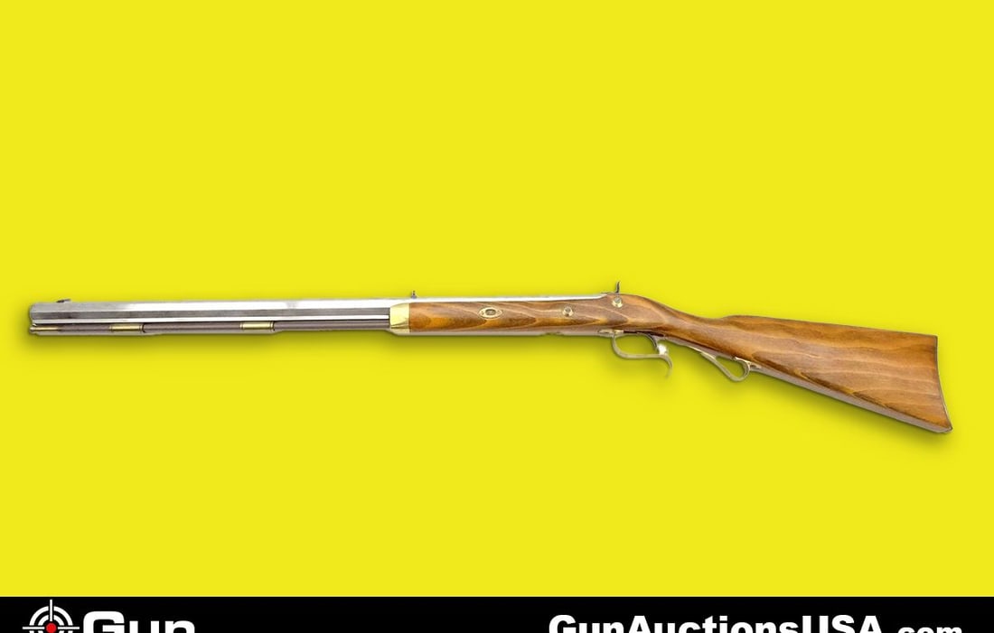 SPRINGFIELD HAWKEN .50 Caliber Percussion Rifle. Excellent. 27.5" Barrel. Shiny Bore, Tight Action S: SPRINGFIELD HAWKEN .50 Caliber Percussion Rifle. Excellent. 27.5" Barrel. Shiny Bore, Tight Action Stainless Octagon Barrel, with BEAUTIFUL Straight Grained Wood Furniture. Case Hardened Lock Plate an