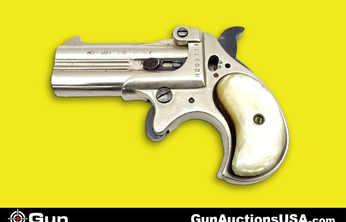 RG IND RG17 .38 SPECIAL Derringer/Over- Under Pistol. Very Good. 3" Barrel. Shiny Bore, Tight Action: RG IND RG17 .38 SPECIAL Derringer/Over- Under Pistol. Very Good. 3" Barrel. Shiny Bore, Tight Action Over- Under Barrel with Faux Pearl Two Tone Grips, Stainless Steel Construction with a Front Blade 