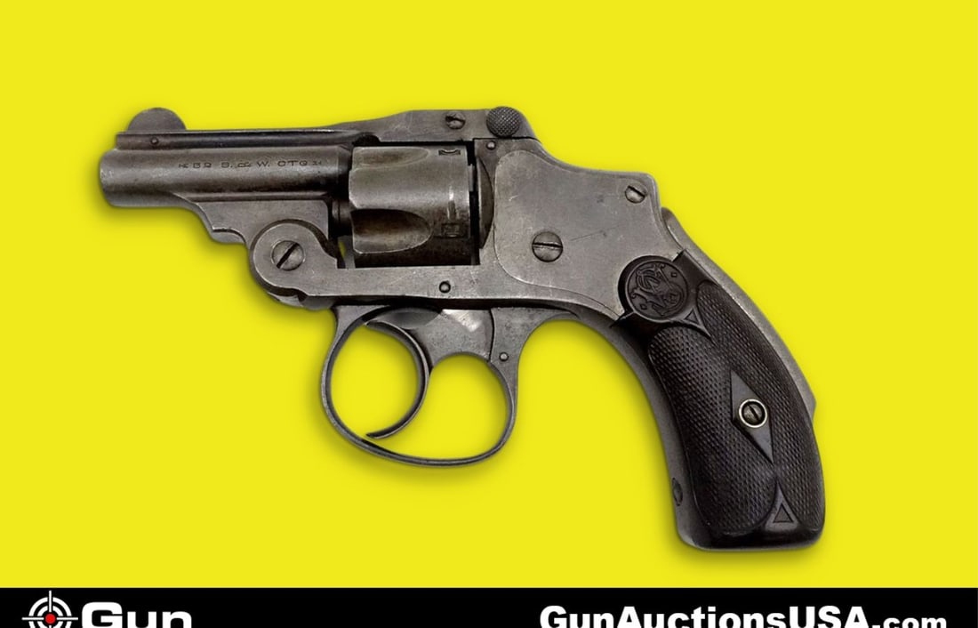 S&W TOPBREAK .32 S&W CTG Revolver. Needs Repair. 2" Barrel. 5 Shot Fluted Cylinder, DA Only, Grip Sa: S&W TOPBREAK .32 S&W CTG Revolver. Needs Repair. 2" Barrel. 5 Shot Fluted Cylinder, DA Only, Grip Safety, Black Polymer Checkered Grips with a Front Blade Sight and a Notch Rear Sight. NEEDS REPAIR. T
