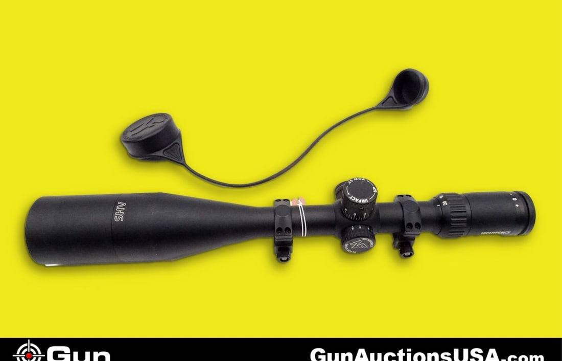 NIGHTFORCE SHV Scope. Very Good. Matte Black Finish, 5-20x56 Scope with Milspec Reticle. Includes Su: NIGHTFORCE SHV Scope. Very Good. Matte Black Finish, 5-20x56 Scope with Milspec Reticle. Includes Sun Shade and Lens Covers. . (67574)