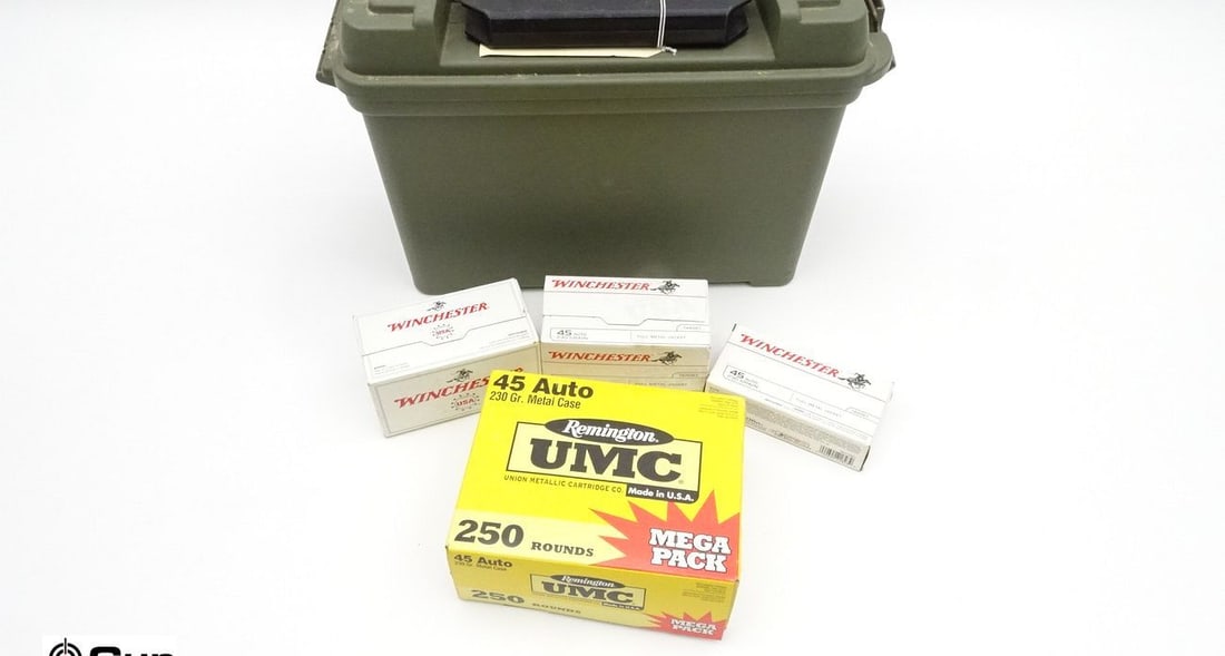 Remington, Winchester .45 AUTO Ammo. 500 Rds Assorted. Includes a Large Polymer Ammo Can. 25 lbs. . : Remington, Winchester .45 AUTO Ammo. 500 Rds Assorted. Includes a Large Polymer Ammo Can. 25 lbs. . (67510)