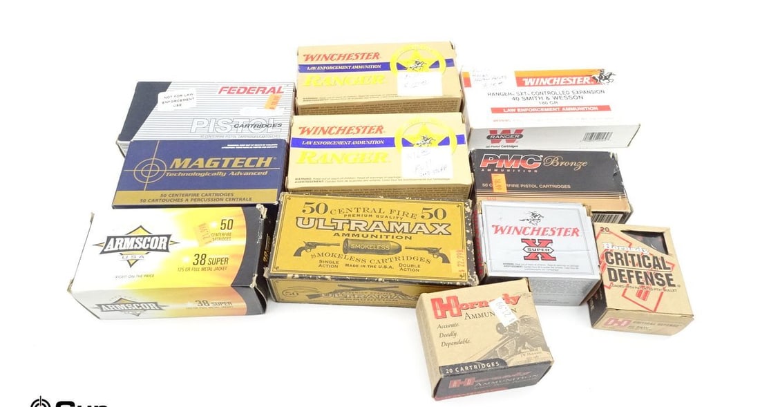Magtech, PMC, Hornady, Etc. .40 S&W, .38 SUPER, .45 COLT Ammo. 452 In Total, 264 Rds-.40 S&W, 100 Rd: Magtech, PMC, Hornady, Etc. .40 S&W, .38 SUPER, .45 COLT Ammo. 452 In Total, 264 Rds-.40 S&W, 100 Rds-.38 Super, 88 Rds-.45 Colt. . (67521)