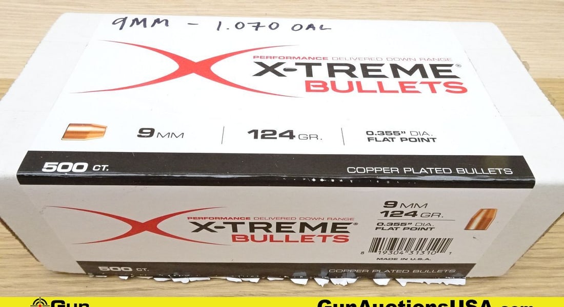 EXTREME BULLETS, Hornady, Etc. 9MM Projectiles. Aprox. 1903 Rds, 33 Lbs. . (68082): EXTREME BULLETS, Hornady, Etc. 9MM Projectiles. Aprox. 1903 Rds, 33 Lbs. . (68082)