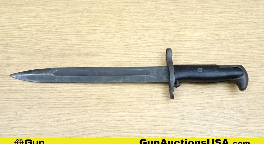 M1 Garand Bayonet. Good Condition. 1- 10" M1 Garand Bayonet U.S. UC 1943, Utica Cutlery Inc. U.S.: M1 Garand Bayonet. Good Condition. 1- 10" M1 Garand Bayonet U.S. UC 1943, Utica Cutlery Inc. U.S. Flaming Bomb Stamped on Bottom of Blade above Hilt. (69959)