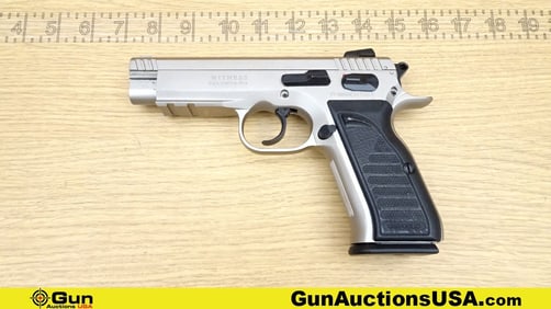 TANFOGLIO WITNESS .38 Cal. APPEARS UNFIRED Pistol. Excellent. 4.5" Barrel. Semi Auto All Stainless