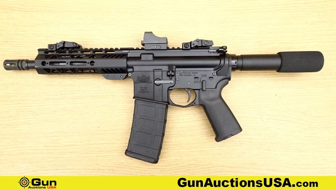 PALMETTO PA-15 5.56 NATO APPEARS UNFIRED Pistol. Excellent. 8.5" Barrel. Semi Auto Features a Magpul: PALMETTO PA-15 5.56 NATO APPEARS UNFIRED Pistol. Excellent. 8.5" Barrel. Semi Auto Features a Magpul Pistol Grip, Flashider, 7" Hand Guard with a Full Length Picatinny Rail. Upper Receiver Also has a