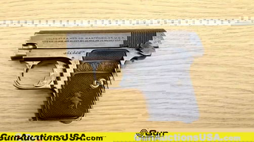 COLT M1908 HAMMERLESS .25 AUTO Pistol. Good Condition. 2" Barrel. Shiny Bore, Tight Action Semi Auto