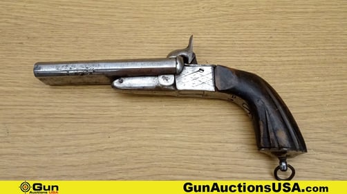 Antique Civil War .44 Caliber PIN FIRE Double-Barrel Pistol. Good Condition. 4.5" Barrel. A common B