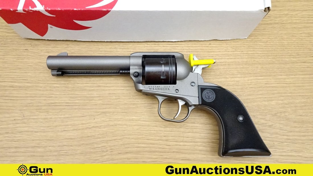 Ruger WRANGLER .22 LR Revolver. Like New. 4.62" Barrel. Single Action, RIMFIRE with 6 Rd Capacity,: Ruger WRANGLER .22 LR Revolver. Like New. 4.62" Barrel. Single Action, RIMFIRE with 6 Rd Capacity, Weighs in at .30 Oz. with a Full Length of 10.25" and has a Barrel Length of 4.62. Silver Cerakote Fr