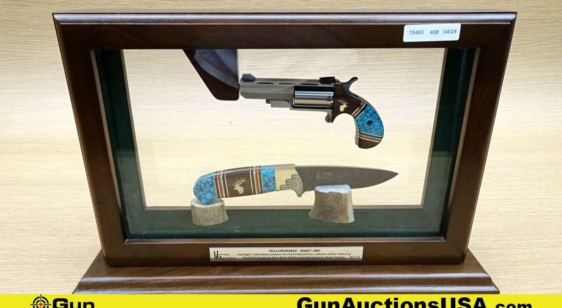 NORTH AMERICAN ARMS BLACKWIDOW .22 MAGNUM LIMITED EDITION COLLECTIBLE Revolver. Like New. 2" Barrel.: NORTH AMERICAN ARMS BLACKWIDOW .22 MAGNUM LIMITED EDITION COLLECTIBLE Revolver. Like New. 2" Barrel. NUMBER 17 of 25. STUNNING YELLOWHORSE/RMEF 2003. HERITAGE COLLECTIBLE'S Presents This DAVID YELLOWH