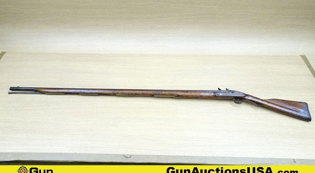 LOCAL PICK UP ONLY FLINT LOCK MUSKET Belgium 16 Ga. Shotgun. Good Condition. 48" Barrel. Shootable: LOCAL PICK UP ONLY FLINT LOCK MUSKET Belgium 16 Ga. Shotgun. Good Condition. 48" Barrel. Shootable Bore, Tight Action Flint Lock, Belgium African trade musket. Liege proof mark on barrel (ELG*) . Crow