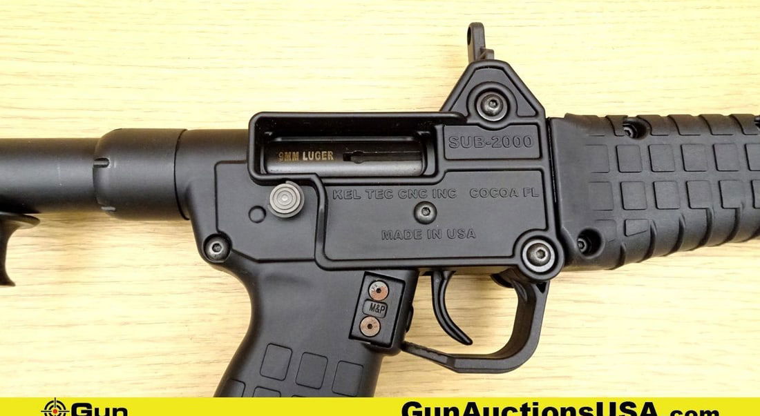 KEL-TEC SUB-2000 9MM LUGER SUB-2000 Rifle. Very Good. 16.25" Barrel. Shiny Bore, Tight Action: KEL-TEC SUB-2000 9MM LUGER SUB-2000 Rifle. Very Good. 16.25" Barrel. Shiny Bore, Tight Action Semi-Auto Features a Folding Barrel, Front Post Sight, Rear Peep Sight, Polymer Construction with Steel Ba