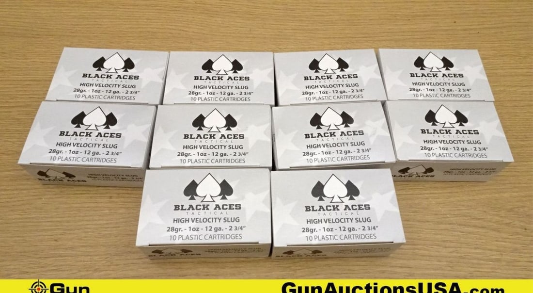 Black Aces 12 Ga. HIGH VELOCITY SLUG Ammo. 100 Rds. 1 Oz. 28 Gr, 2 3/4. . (68070) (GSCT72): Black Aces 12 Ga. HIGH VELOCITY SLUG Ammo. 100 Rds. 1 Oz. 28 Gr, 2 3/4. . (68070) (GSCT72)