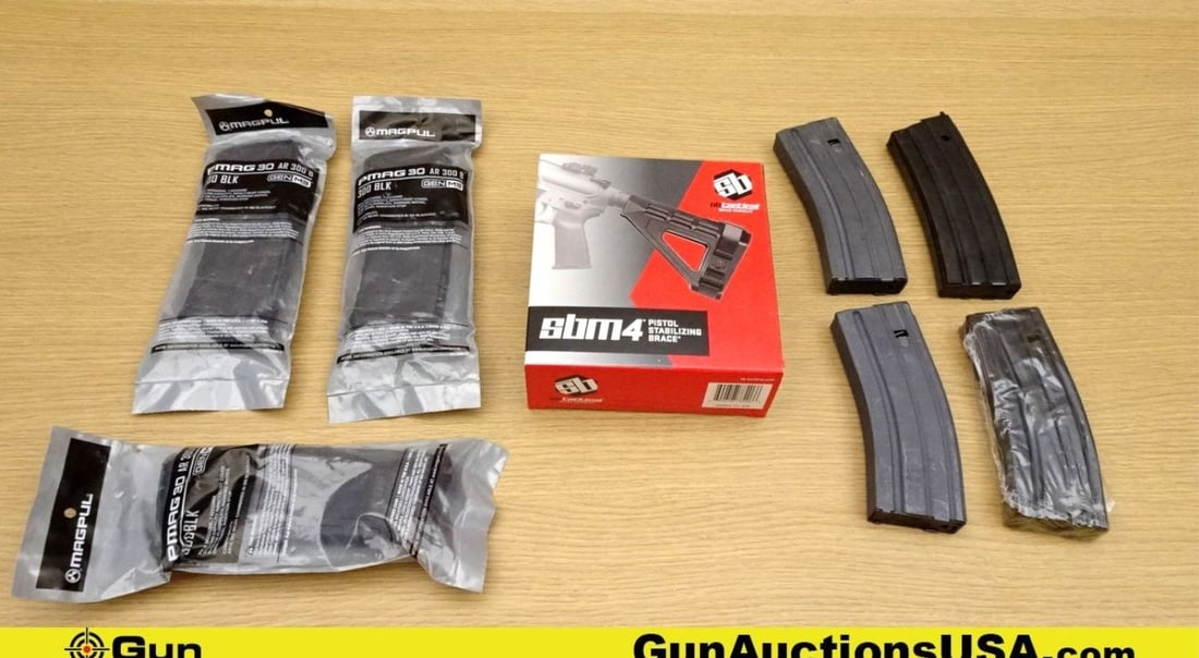 SB Tactical, PMAG, NHMTG, Etc. 5.56/223 & 300 BLK OUT Magazines. Like New. Lot of 8; 4- Aluminum AR: SB Tactical, PMAG, NHMTG, Etc. 5.56/223 & 300 BLK OUT Magazines. Like New. Lot of 8; 4- Aluminum AR 30 Rds Mags, 3- PMAG AR15 30 Rds 300 Black Out Mag, 1- SB Tactical SBM4 AR Pistol Brace.. (70816) (G
