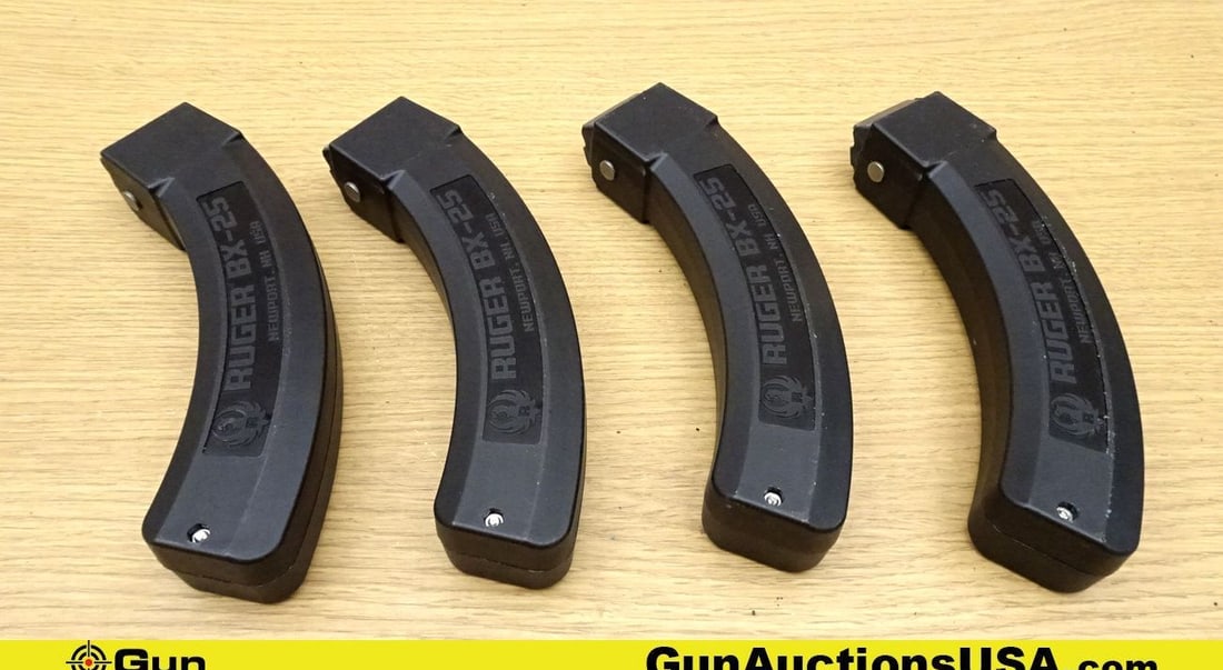 Ruger .22LR Magazines. Very Good. 4- 25 Rd Magazines for the Ruger 10-22. . (71070) (GSCN55): Ruger .22LR Magazines. Very Good. 4- 25 Rd Magazines for the Ruger 10-22. . (71070) (GSCN55)