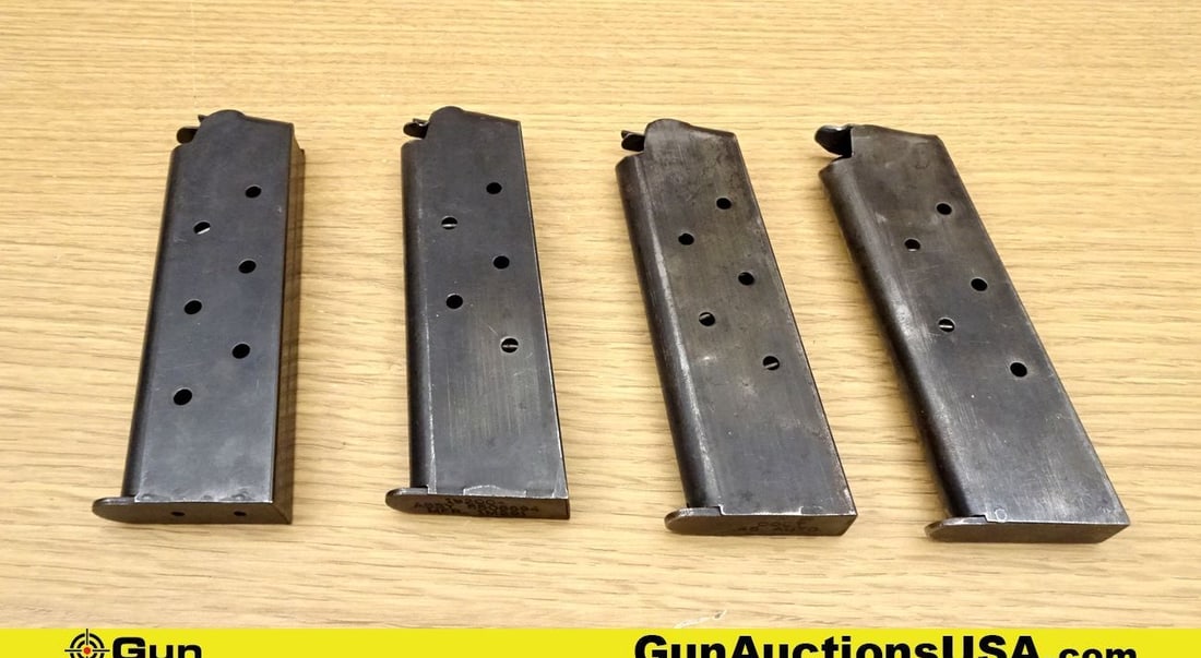 Colt, Etc. .45 ACP Magazines. Good Condition. Four Steel 1911 Magazines. . (71678) (GSCM92): Colt, Etc. .45 ACP Magazines. Good Condition. Four Steel 1911 Magazines. . (71678) (GSCM92)