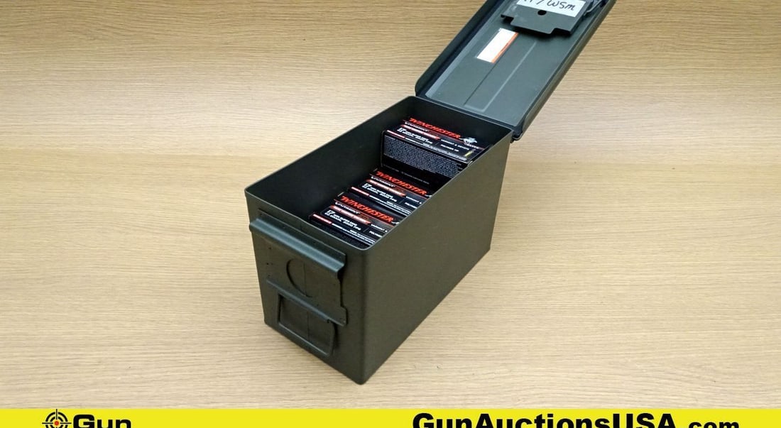 Winchester 17 WIN SUPER MAG Ammo. 450 Total Rounds- 17 WIN SUPER MAG 20 Grain Varmint Tip. Includes: Winchester 17 WIN SUPER MAG Ammo. 450 Total Rounds- 17 WIN SUPER MAG 20 Grain Varmint Tip. Includes Metal OD Green Steel Ammo Can.. (70491) (GSCU49)