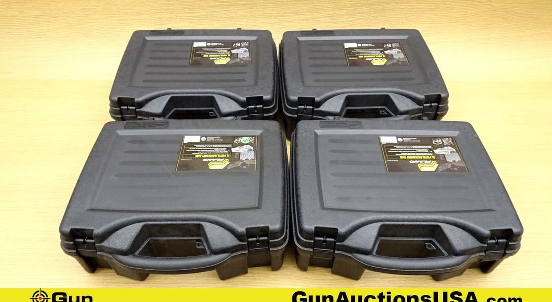Plano XL Pistol/Accessory Case Pistol Cases. Like New. Lot of 4; Black Polymer Padded Hardcase,: Plano XL Pistol/Accessory Case Pistol Cases. Like New. Lot of 4; Black Polymer Padded Hardcase, Padding Can be Cut to Fit. Perfect for Pistols, Optics, Ammo, Etc.. (70894) (GSCQ25)