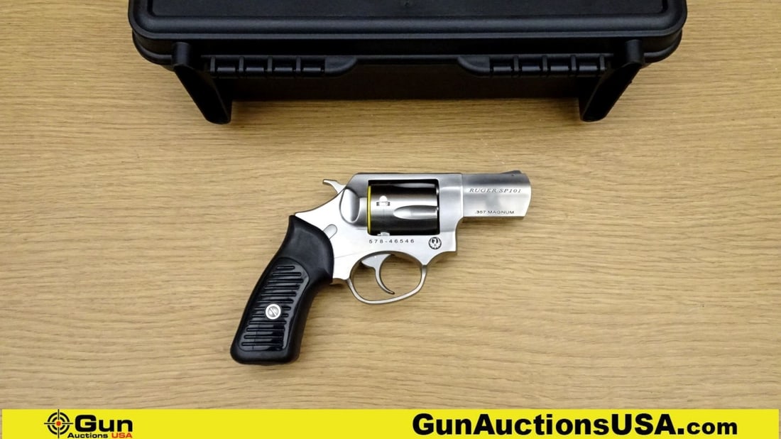 Ruger SP101 357MAG Revolver. Like New. 2 3/8" Barrel. Features a Front Ramp Sight, Notch Rear Frame: Ruger SP101 357MAG Revolver. Like New. 2 3/8" Barrel. Features a Front Ramp Sight, Notch Rear Frame Sight, DA/SA with a Checkered hammer Spur and a 5 Shot Fluted Cylinder. Stainless Steel Construction